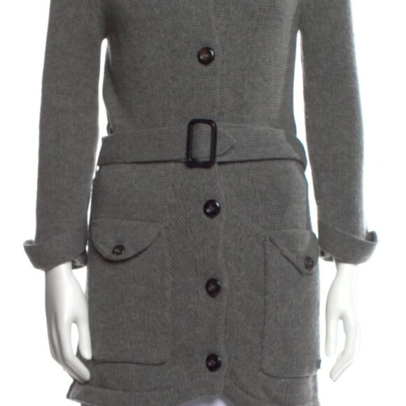 Burberry High Collar Neck Sweater / CardiCoat - Wool/Cashmere - Grey - Sz Small - Picture 8 of 11